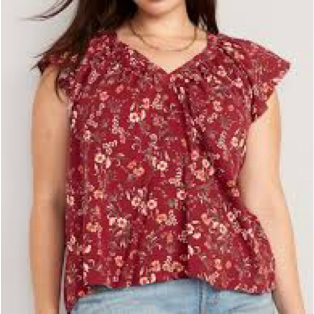 ☀️🍉Summer Donation SALE!! Old Navy Floral Fluttered Sleeve Top